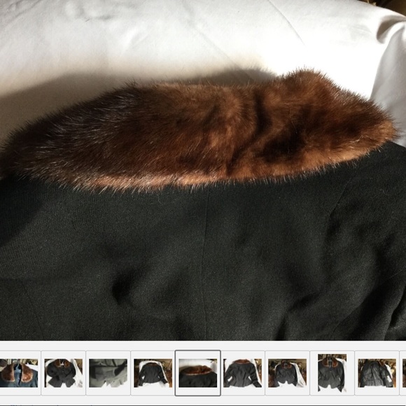 Vintage MINK FUR Collar PEPLUM JACKET S/M - Picture 5 of 15